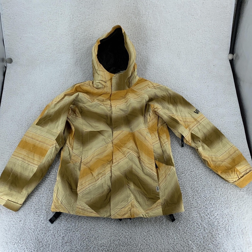 Vans Jacket Womens Large Yellow Brown Lined Hooded Snowboard Ski Coat Outerwear